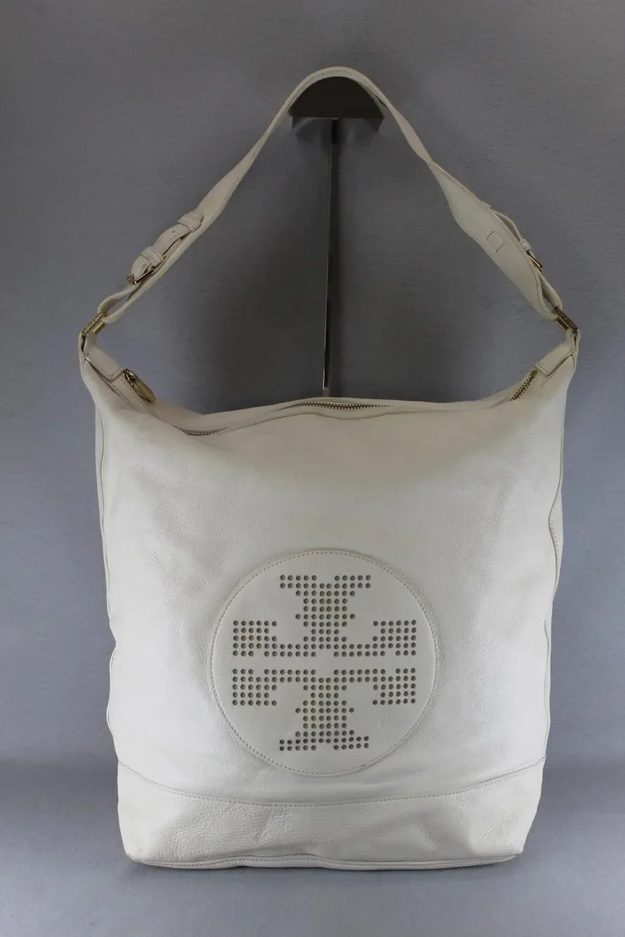 Tory Burch Kipp Perforated Logo Hobo Handbag Womens